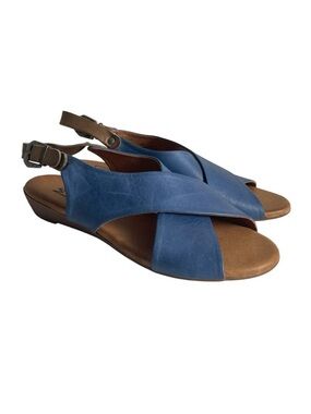 Miz Mooz Women’s Blue Cross Strap Slingback Sandals Size 6.5 7 EU 37
